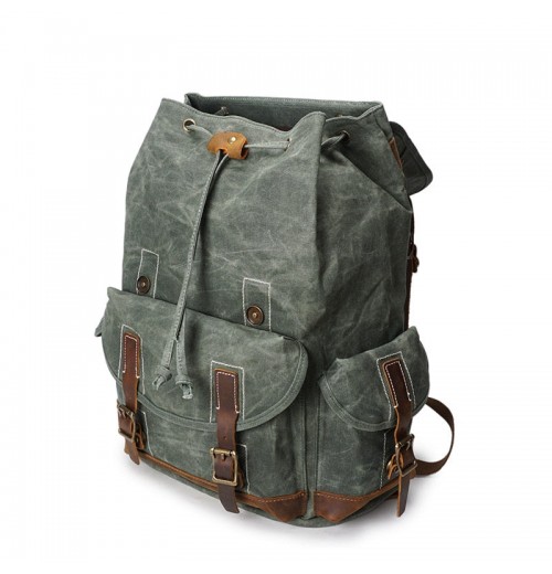 Canvas Leather Rucksack 15.6 Backpack