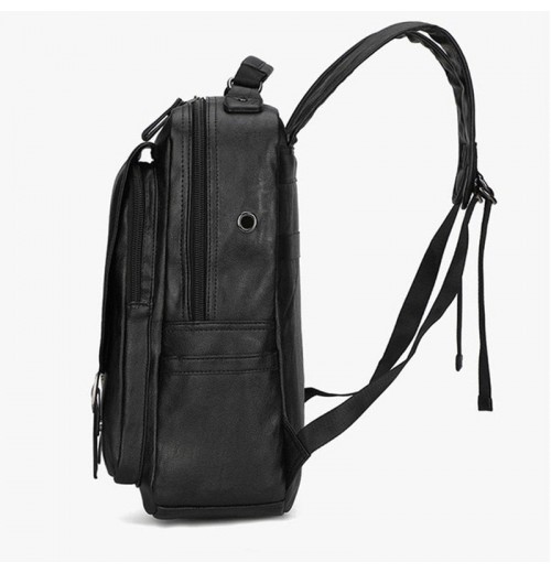 Black Leather Backpack 15 inch Laptop