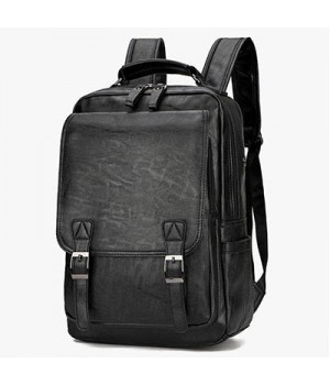 Black Leather Backpack 15 inch Laptop