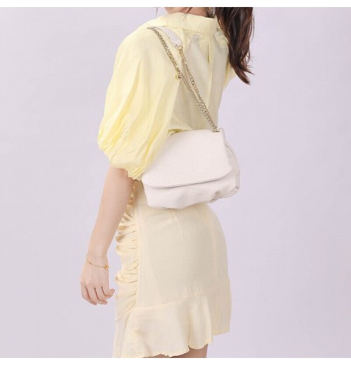 White Shoulder Bag With Chain Strap