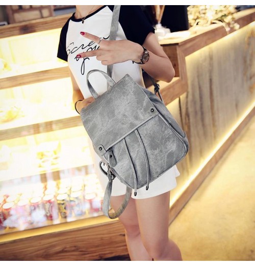 Gray Small Faye Suede Leather Backpack